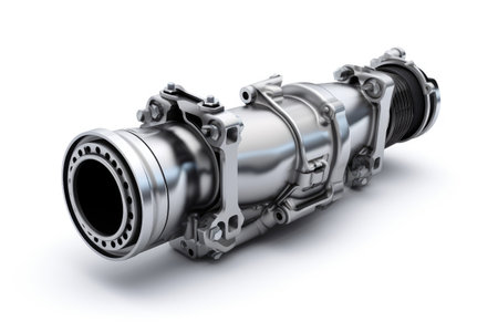 High-Performance Exhaust Catalyst System Isolated on White Background.の素材