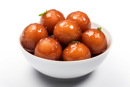 Delicious Gulab Jamun Delight Isolated on White Background.の素材