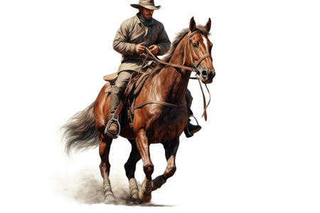 Saddle Up Serenity: Tranquil Escapes with Horseback Riding Isolated on White Background.の素材