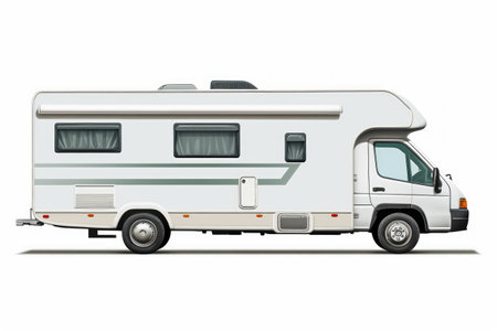 On-the-Go Bliss: Embracing the RV Lifestyle Isolated on White Background.の素材