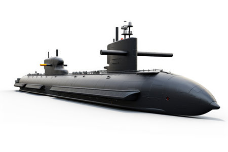Underwater Odyssey: The Allure of Submarine Exploration Isolated on White Background.の素材