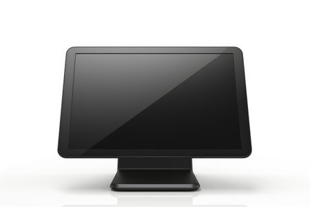 Elevated Convenience: Embracing Efficiency with a Touch Pad Stand Isolated on White Background.の素材