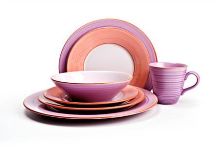 Table Setting Splendor: Decorative Tableware Isolated on white Backgroundの素材