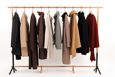 Organized Oasis: The Practicality of a Coat Rack Isolated on white Backgroundの素材