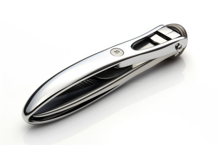 Tiny Fingers Big Care Authentic Image of Baby Nail Clipper Isolated On White Backgroundの素材