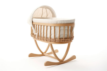 Nursery Necessities Comparing Crib and Bassinet Isolated On White Backgroundの素材