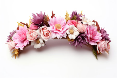 Petal Perfection Unveiling Floral Headband Imagery Isolated On White Backgroundの素材