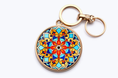 Vibrant Elegance Authentic Enamel Keychain Display isolated on transparent background Isolated On White Backgroundの素材