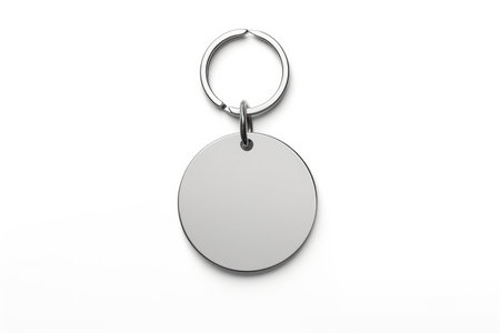 Polished Style Authentic Metal Keychain Display Isolated On White Backgroundの素材