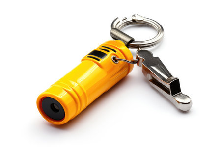 Whistle Safety Realistic Keychain Companion Isolated On White Backgroundの素材
