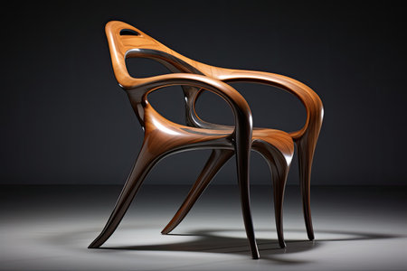 Chic Minimalist Chair Design on black Backgroundの素材