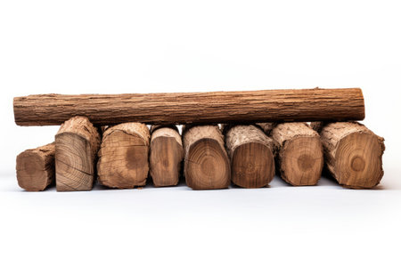 Versatile Wood Lumber Isolated on White Backgroundの素材