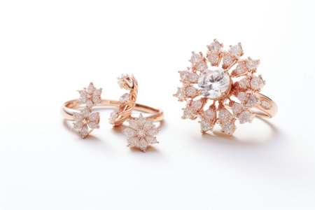 Luxurious Premium Design Diamond Jewelry Set Isolated on White Backgroundの素材