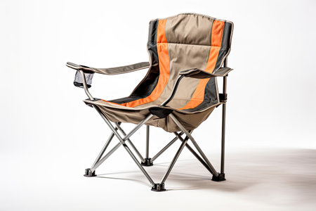 Chic Foldable Camping Chair with Premium Features Isolated on White Backgroundの素材