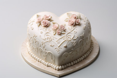 Heartwarming Cake for Romantic Occasions Isolated on White Backgroundの素材
