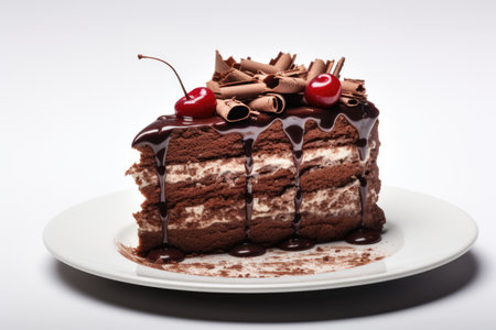 Gourmet Chocolate Flavor Cake for Special Occasions Isolated on White Backgroundの素材