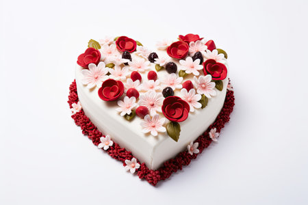 Special Heart Cake for Love Celebrations Isolated on White Backgroundの素材