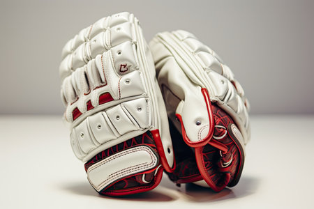 Durable Wicket Keeping Mitts for Cricket Players Isolated on White Backgroundの素材