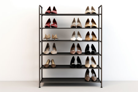 Stylish Support: The Art of Enhancing Your Closet Oasis with the Right Shoe Rack isolated on white backgroundの素材
