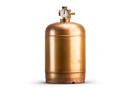 Tanked Brilliance: A Closer Look at the Refined Utility of an Elegant Gas Cylinder isolated on white backgroundの素材