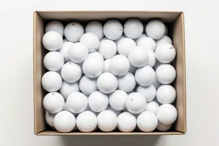 Golf Elegance: Enhance Your Game with the Perfect Crate of Golf Balls isolated on white backgroundの素材
