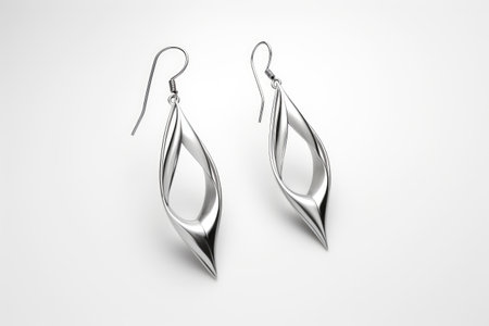 Luxe Lobe Accents: Enhancing Your Look with Premium Modern Earrings isolated on white backgroundの素材