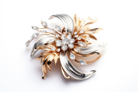 Artisan Essence: Redefining Sophistication with a Premium Modern Cluster Brooch isolated on white backgroundの素材