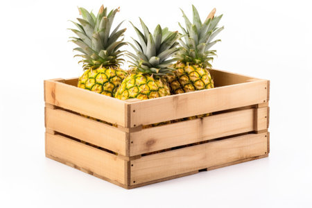Crate of Sunshine: Bringing Warmth with a Pineapple Storage Solution isolated on white backgroundの素材