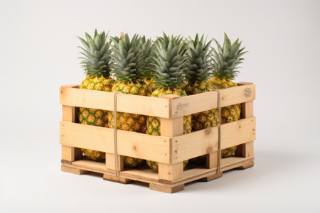 Tropical Treasure: Storing in Style with a Pineapple Crate isolated on white backgroundの素材