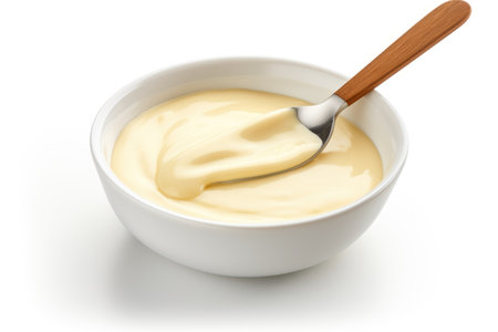 French Flair: Elevating Flavors with Classic Bearnaise Sauce isolated on white backgroundの素材