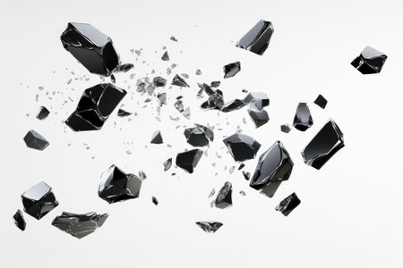 Cubic Symphony: Embracing the Harmonious Fall of Blocks isolated on white backgroundの素材