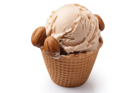 Gourmet Indulgence: Elevate Dessert with Hazelnut Infused Bliss isolated on white backgroundの素材