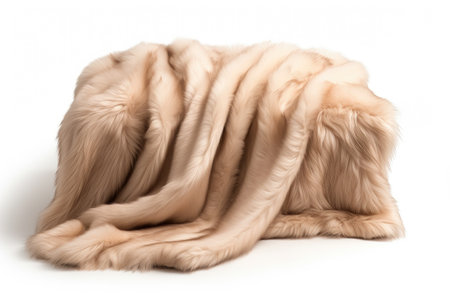 Plush Perfection: Embrace Cozy Nights with a Faux Fur Throw Blanket isolated on white backgroundの素材