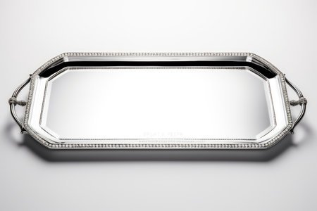 Reflective Elegance: Serve in Style with a Mirrored Tray isolated on white backgroundの素材