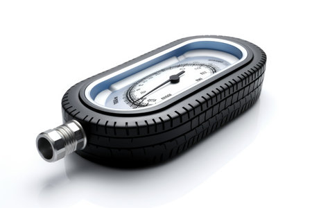 AeroAdjust Tire Tread Depth Gauge Innovation Isolated On White Backgroundの素材