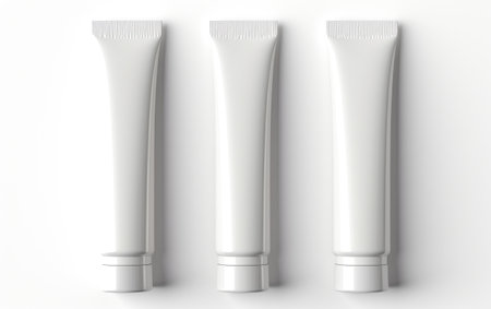 Refreshing Smiles Plastic Toothpaste Tubes for Daily Hygiene Isolated On White Backgroundの素材
