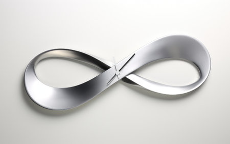 Eternal Elegance Single Infinity Metal Wall Clock Isolated On White Backgroundの素材