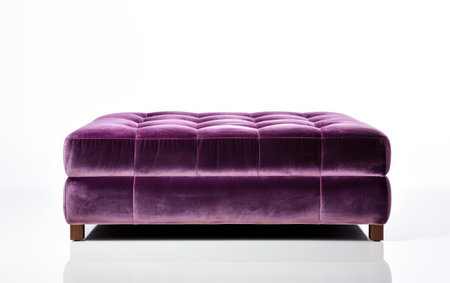 Velvet Royalty aSingle Opulence Velvet Ottoman Isolated On White Backgroundの素材