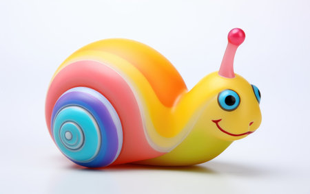 Shell Serenity Playful Moments with a Snail Toy Isolated On White Backgroundの素材