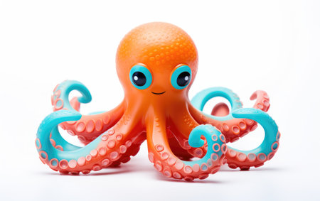 Tentacle Tidings Playful Moments with an Octopus Toy Isolated On White Backgroundの素材