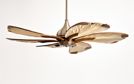 Whispering Breeze A Single Ceiling Fans Gentle Gusts Isolated On White Backgroundの素材