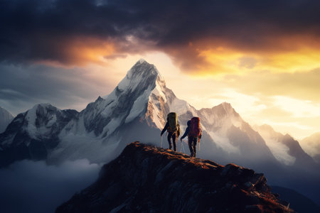 Summit Ascent: Conquering Towering Peaks in Mountain Climbingの素材