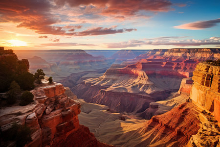 Grand Canyon Sunrise Bliss: A Scene of Tranquil Radiance at Daybreakの素材
