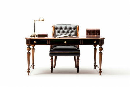 Learning Space Study Table Isolated On White Backgroundの素材