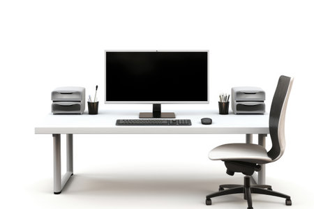 Computer Desk Isolated On White Backgroundの素材