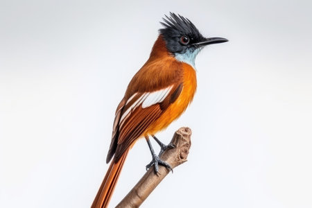 Seychelles Skies Unveiling the Paradise Flycatcher Isolated On White Backgroundの素材