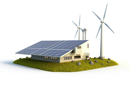 Powering Tomorrow Unveiling Renewable Energy Solutions Isolated On White Backgroundの素材