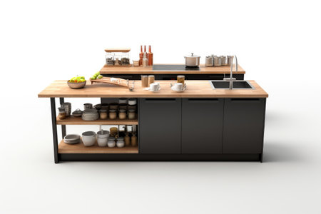 the Modern Kitchen Concept Isolated On White Backgroundの素材