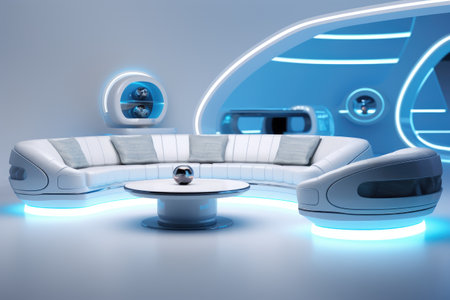 Futuristic Lounge Isolated On White Backgroundの素材