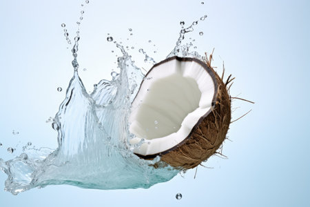 Splash of Pure Coconut Nectar Isolated On White Backgroundの素材
